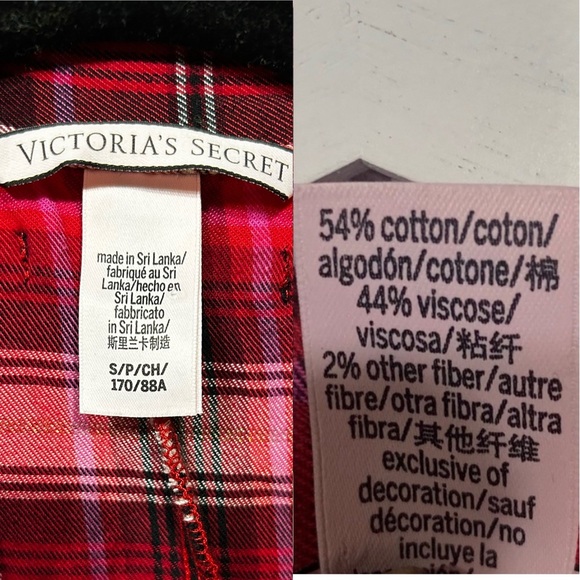 Victoria’s Secret Red Plaid Flannel Sleep Romper Silver Threads Sz Small NEW - Picture 6 of 12